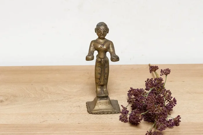 19th Century Indian Lakshmi Brass Oil Lamp (Trade)