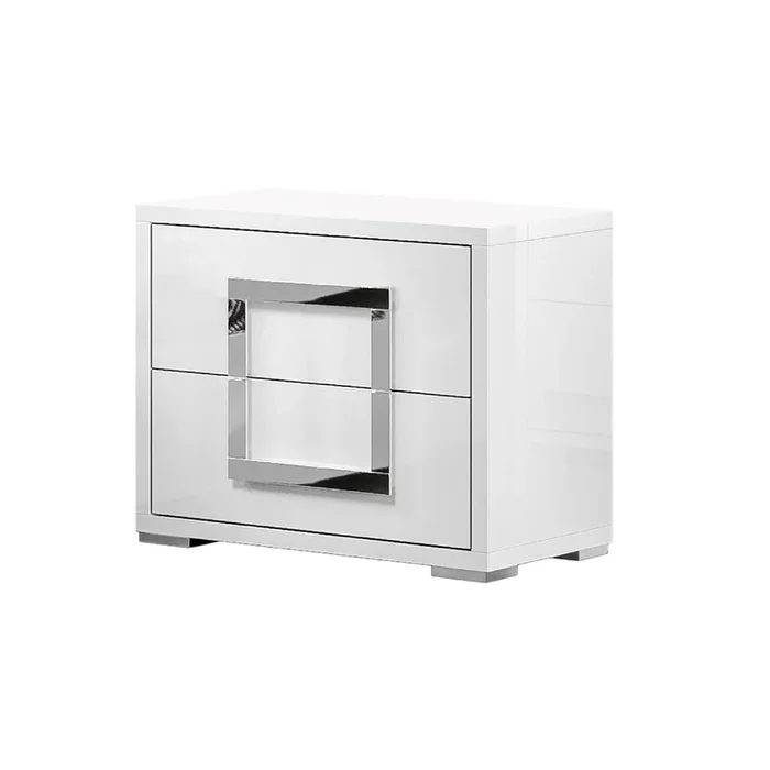 2-Drawer Melamine Wood Nightstand w/ Steel Accent