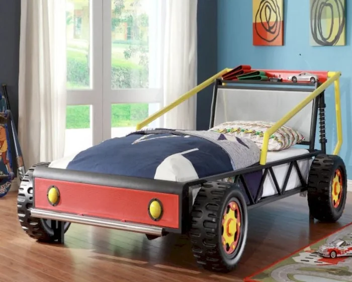(2) TWIN RACE CAR BED, RED, METAL 2009T-1*