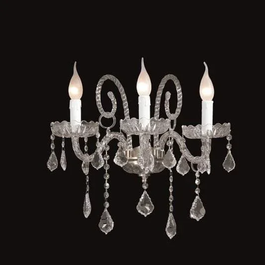 3 Light Glass & Crystal Wall Sconce
