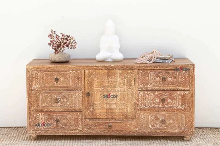 60″ Long Reclaimed Teak Spanish Vargueño Credenza