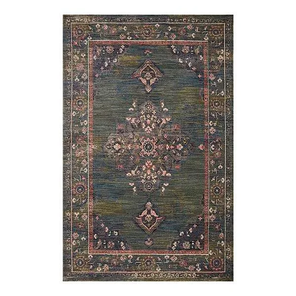 (A466) Jewel Green Medallion Area Rug, 8×10