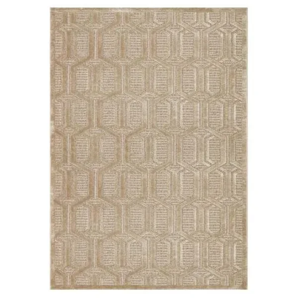 (A487) Zenith Tan Geometric Area Rug, 5×7