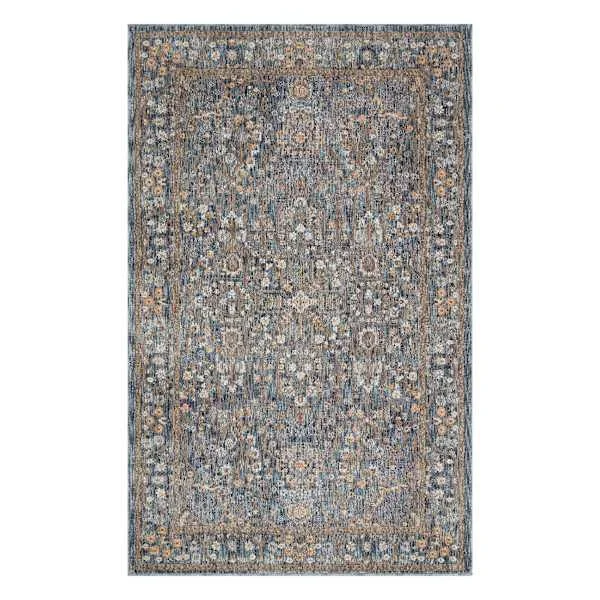 (A495) Honeybloom Ballard Blue Floral Medallion Accent Rug, 3×5