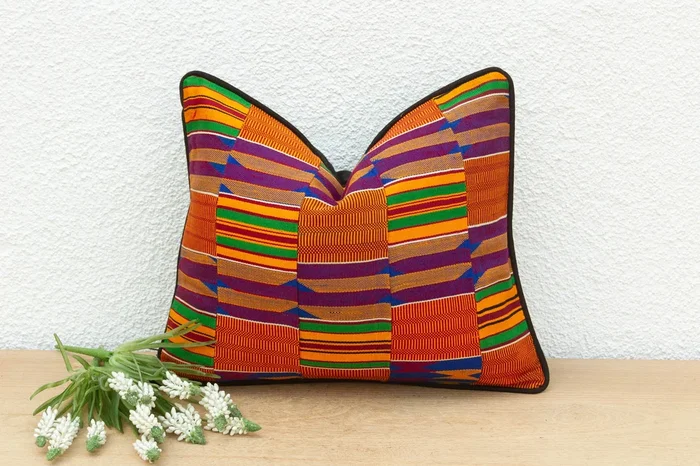 Adwa Vintage African Kente Pillow Cover