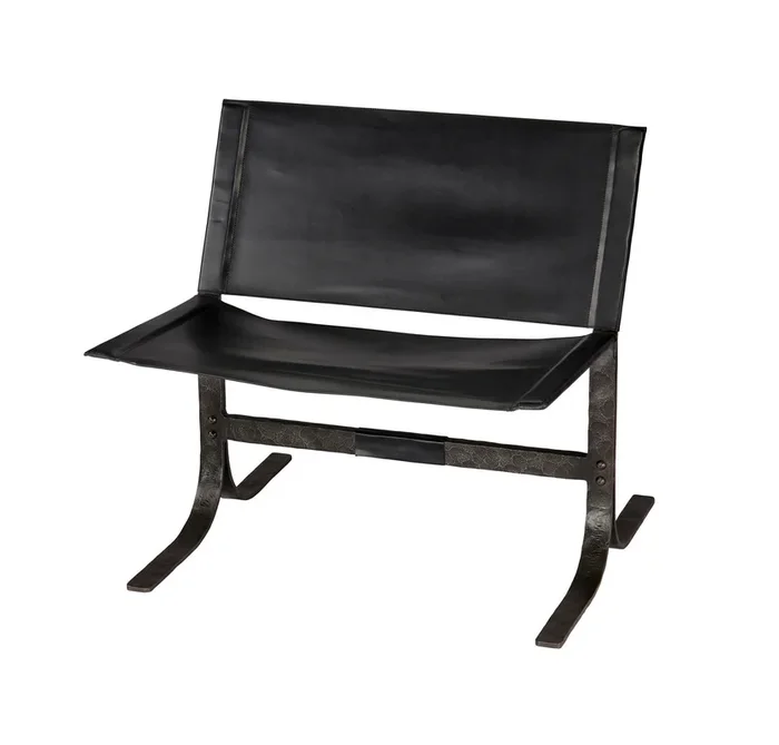 Alessa Sling Chair in Black Leather