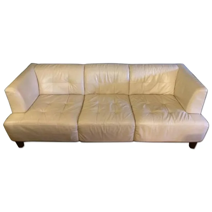 Alessia Leather Sofa Living Room Furniture Collection in Pearl