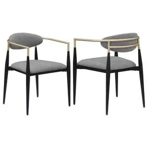Alexis Fabric Upholstered Dining Arm Chair Grey (set of 2)