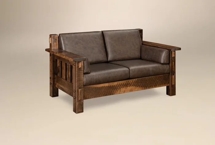 Amish Dutton Rough Sawn Wood Loveseat Sofa