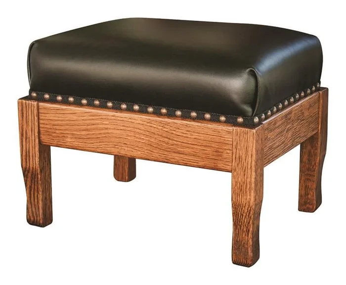 Amish Rangeley Upholstered Footstool with Wood Frame