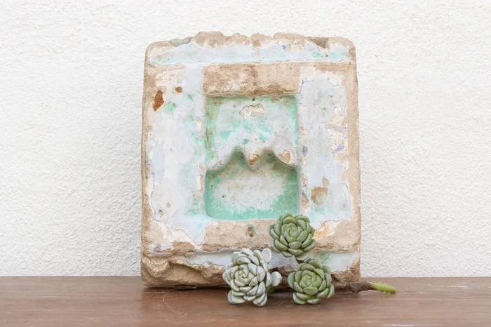 Antique Carved Stone Painted Niche