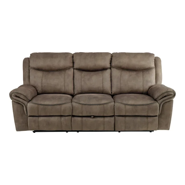 Aram Double Reclining Sofa with Center Drop-Down Cup Holders, Receptacles, Hidden Drawer and USB Ports
