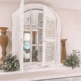 Arched Shutter Window Mirror Wall Decor