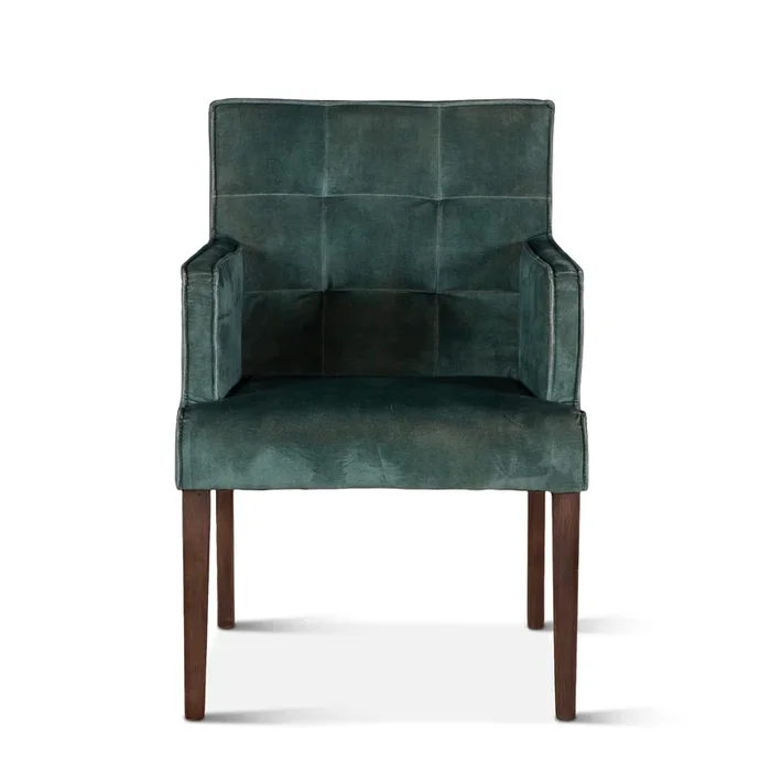 Aven Armchair in Green Velvet with Dark Legs