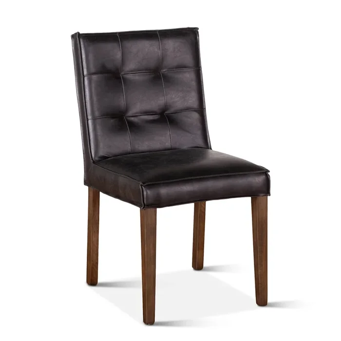 Aven Dining Chair in Black Leather with Dark Legs