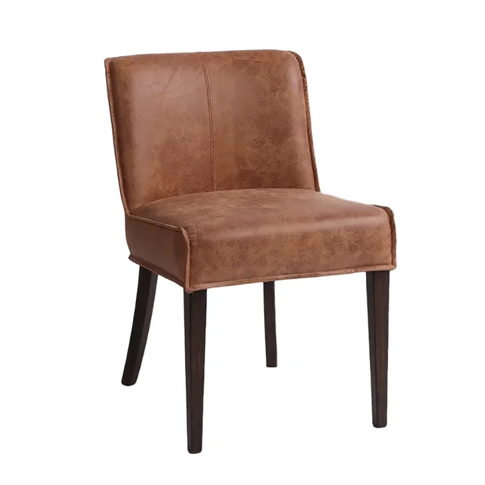 Avery Dining Chair in Tan Leather with Matte Brown Legs