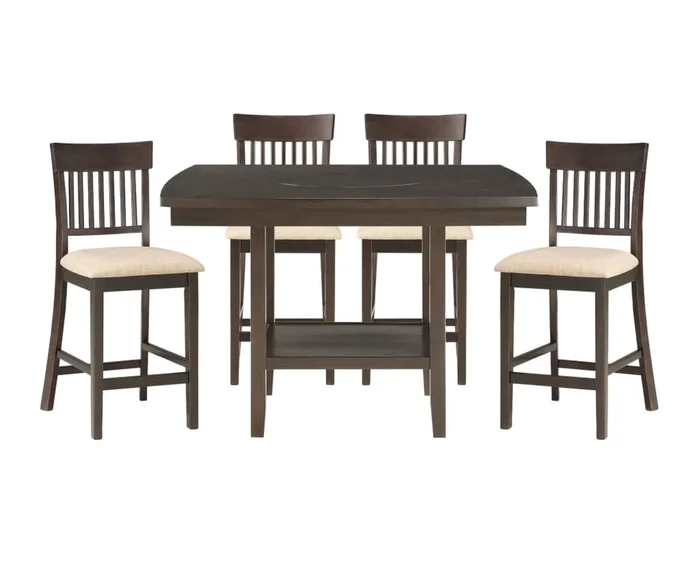 Breeva 5 Pc. Slat Back Counter Height Set