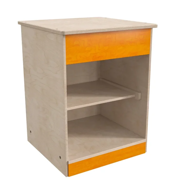 Bright Beginnings Commercial Grade Wooden Kid’s Two Shelf Kitchen Cabinet