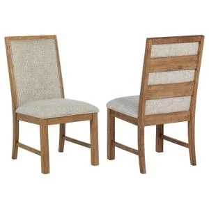 Bruner Upholstered Side Chair Natural Brown (set of 2)