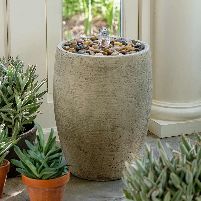 Cast Stone Soma Pebble Fountain – Greystone (Additional Patinas Available)