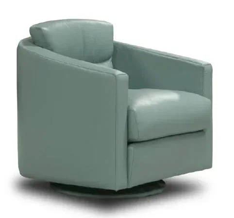 Casual Barrel-Back All-Leather Swivel Chair