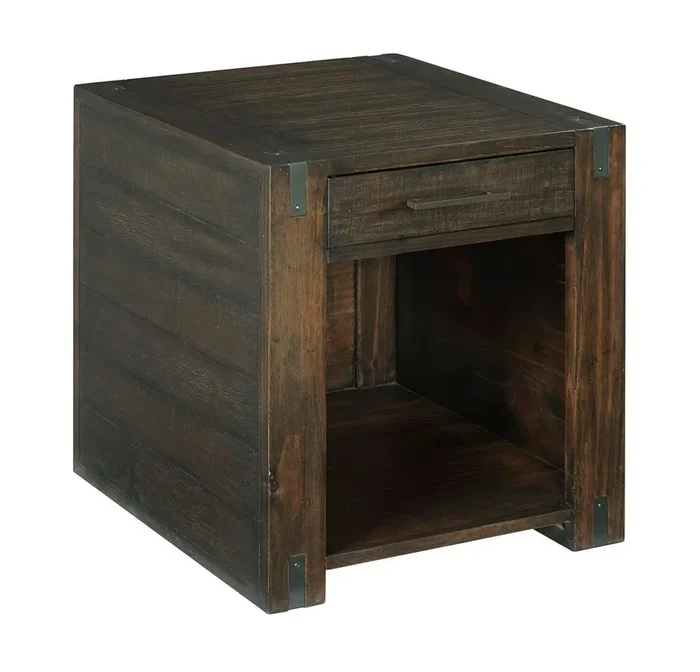Casual Rectangular End Table with Drawer and Shelf