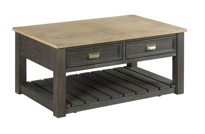 Casual Two Tone Small 38 Inch Rectangular Coffee Table