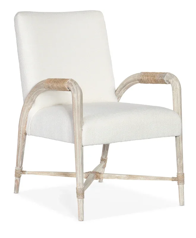 Casual Upholstered Arm Chair with Rope Wrapped Arms