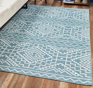 Chandler Aqua Indoor/Outdoor Rug – 3 x 5