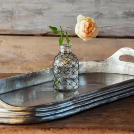 Chicken Wire Tonic Bottle Vase