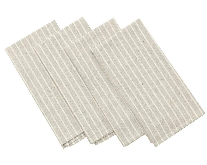Cloth Napkins, Set of 4 – Denim and Natural Striped by MEEMA