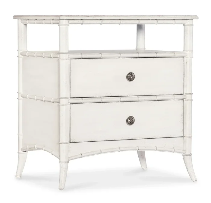 Coastal 2-Drawer Nightstand with Open Shelf