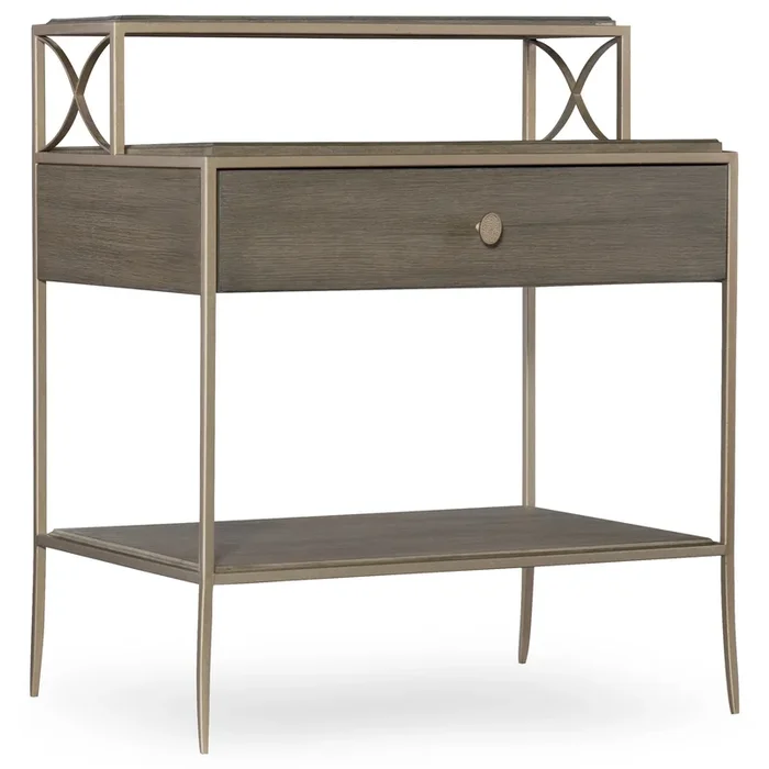 Contemporary 1-Drawer Leg Nightstand with Metal Frame