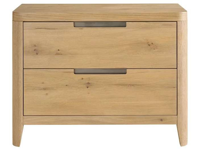 Contemporary 2-Drawer Nightstand with Charging Port Station