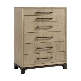 Contemporary 6-Drawer Chest with Bronze Pulls
