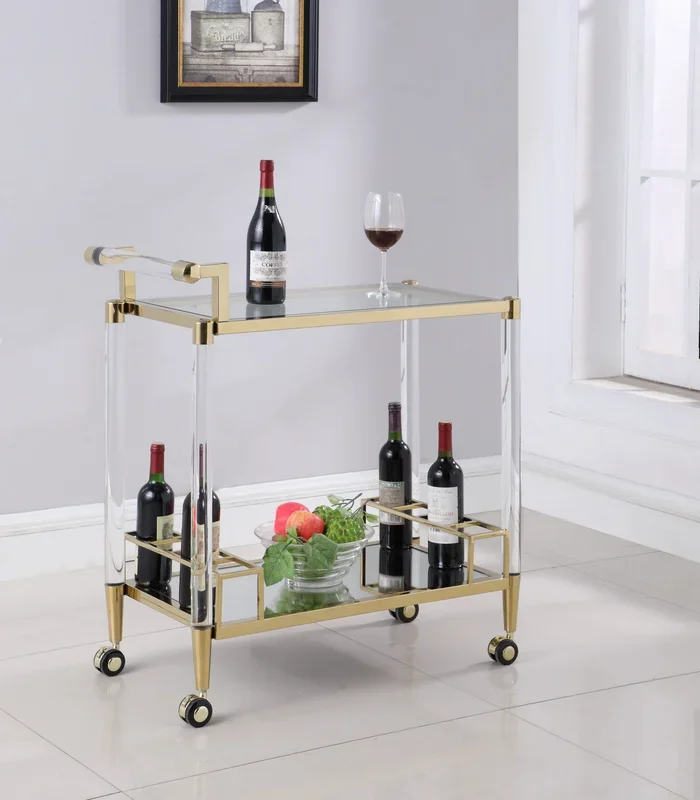 Contemporary Brass & Acrylic Tea Cart
