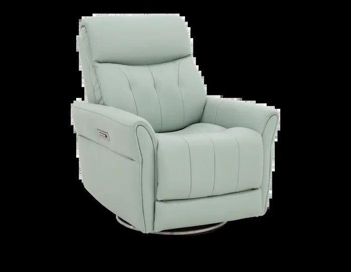 Contemporary Power Swivel Recliner with Lay Flat Feature