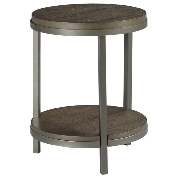 Contemporary Round End Table with Shelf