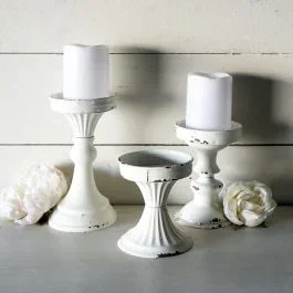 Distressed Metal Candle Holders Set of 3