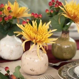 Distressed Stoneware Bud Vase Set of 3