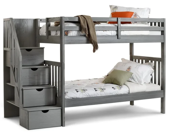 Dove Twin-Twin Bunk Bed with Staircase