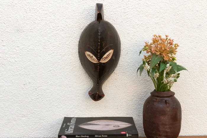 Ebonized Wood Elephant Carved Mask (Trade)
