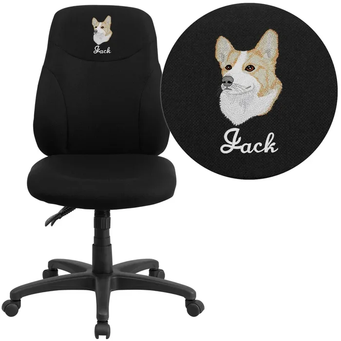 Embroidered Mid-Back Fabric Multifunction Swivel Ergonomic Task Office Chair with 1.5″ Back Adjustment