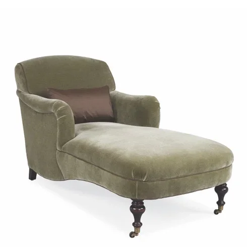 English Arm Chaise in Velvet – English Farmhouse Furniture Inc