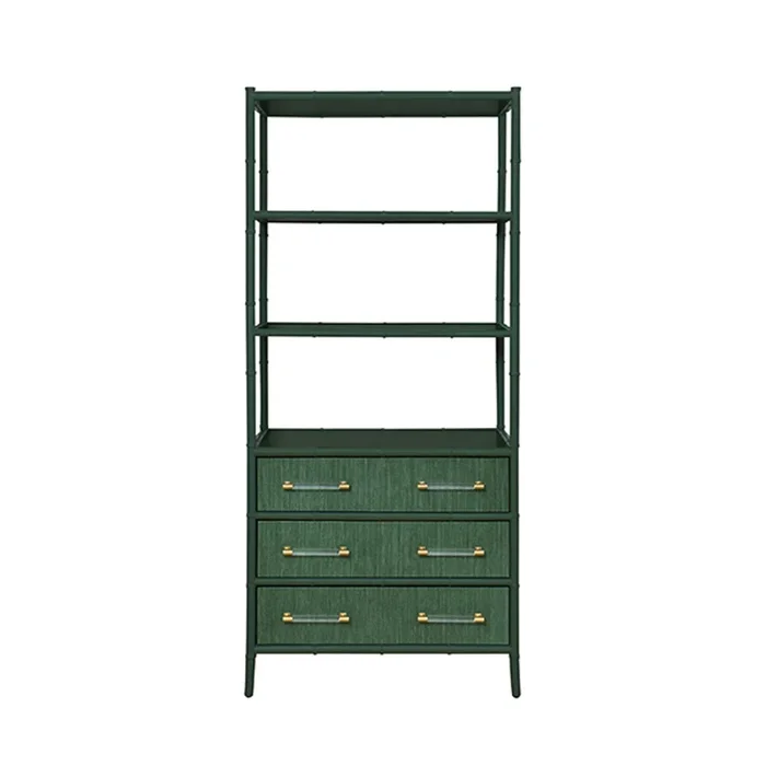 Flynn Etagere in Green Dyed Grasscloth
