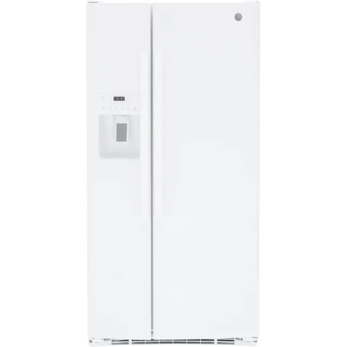 GE 33-inch 23 cu.ft. Freestanding Side-by-Side Refrigerator with LED Lighting GSE23GGPWW