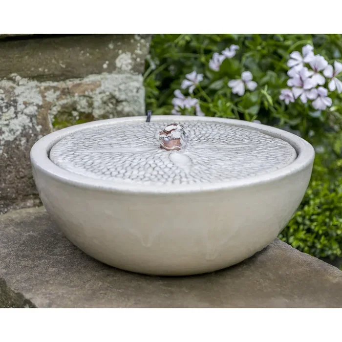 Glazed Terra Cotta Sand Dollar Fountain – Cream