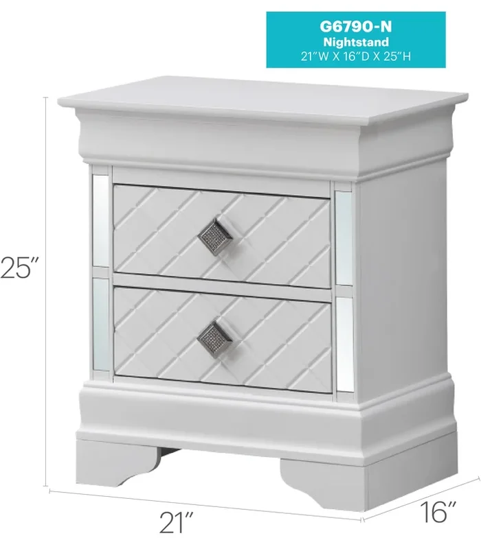 Glory Verona G6790-N Nightstand , Silver Champagne G6790-N
