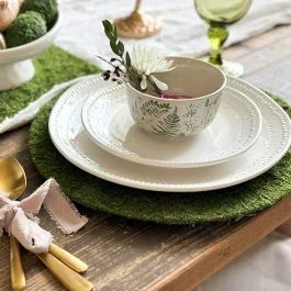 Greenery Print Stoneware Bowl Set of 4