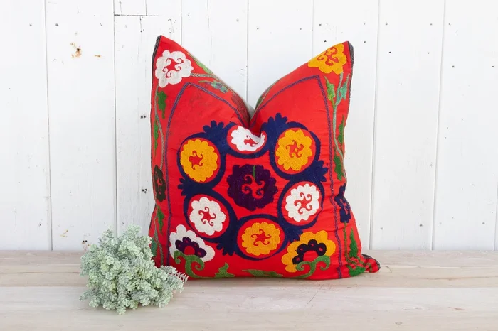 Gulmarg Large Vintage Suzani Pillow (Trade)